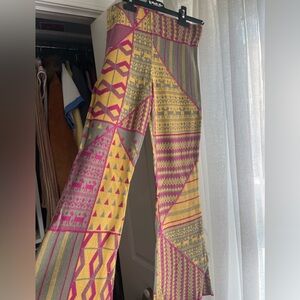 Free People - Yellow & pink soft pants with fun pattern